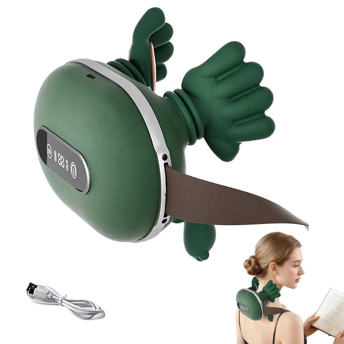 Nacken-& Schultermassagegerät mit Wärme-3 Massage-Modi, 2 Wärmestufen, USB-aufladbar