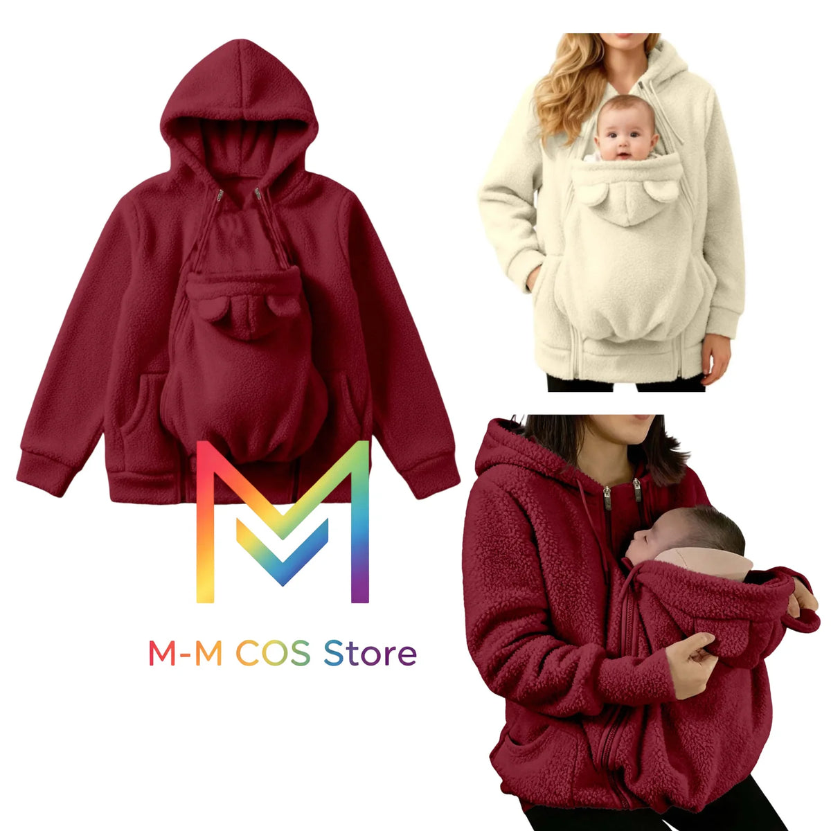 2-in-1 Fleece Hoodie mit Babytrage - Warmer Damen Hoodie