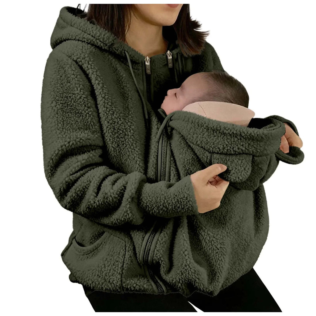 2-in-1 Fleece Hoodie mit Babytrage - Warmer Damen Hoodie