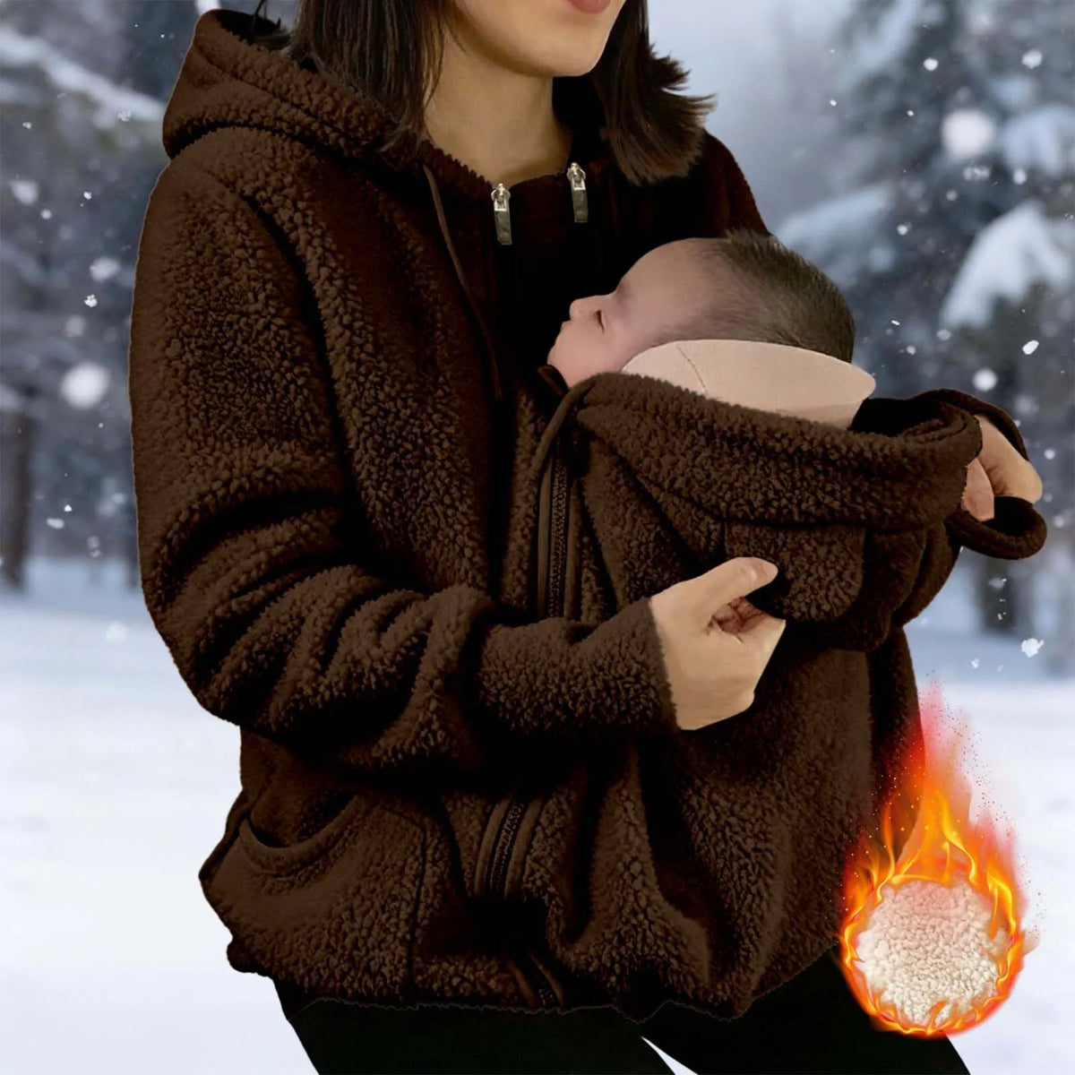 2-in-1 Fleece Hoodie mit Babytrage - Warmer Damen Hoodie