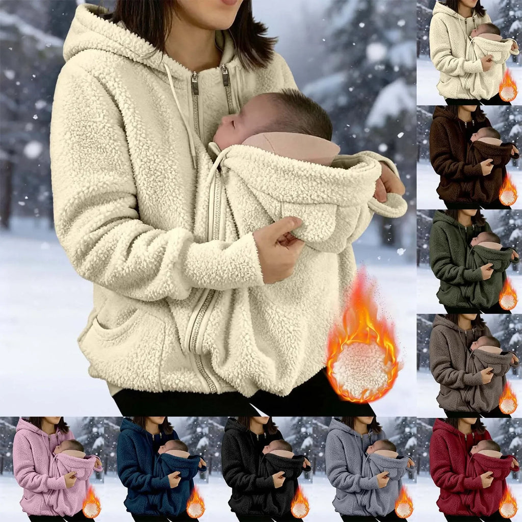 2-in-1 Fleece Hoodie mit Babytrage - Warmer Damen Hoodie