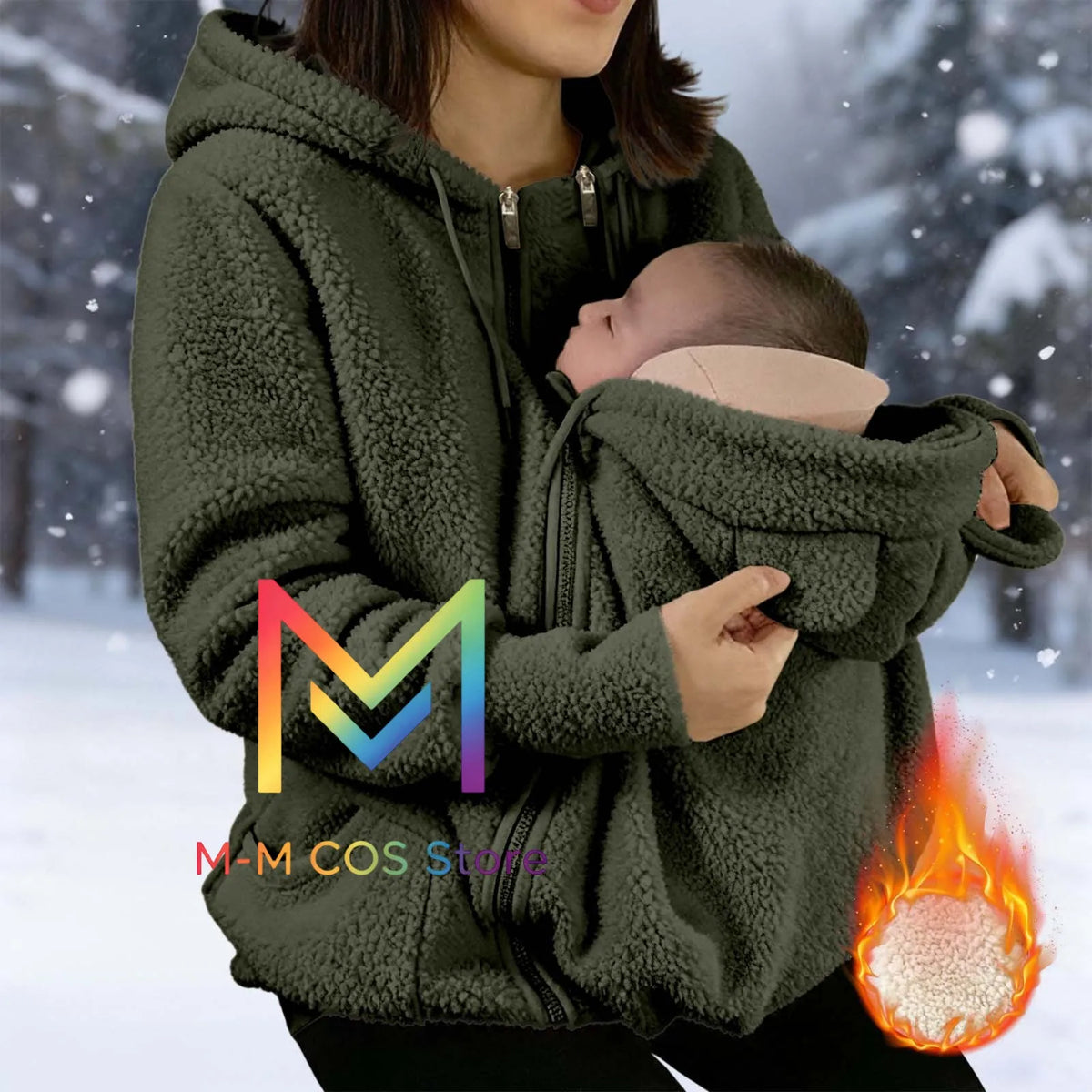 2-in-1 Fleece Hoodie mit Babytrage - Warmer Damen Hoodie