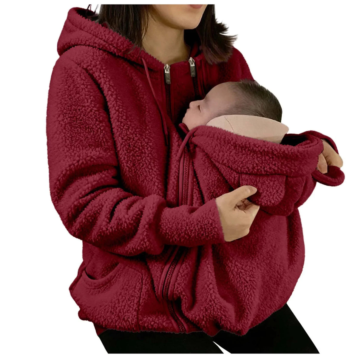 2-in-1 Fleece Hoodie mit Babytrage - Warmer Damen Hoodie