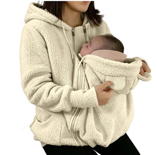 2-in-1 Fleece Hoodie mit Babytrage - Warmer Damen Hoodie