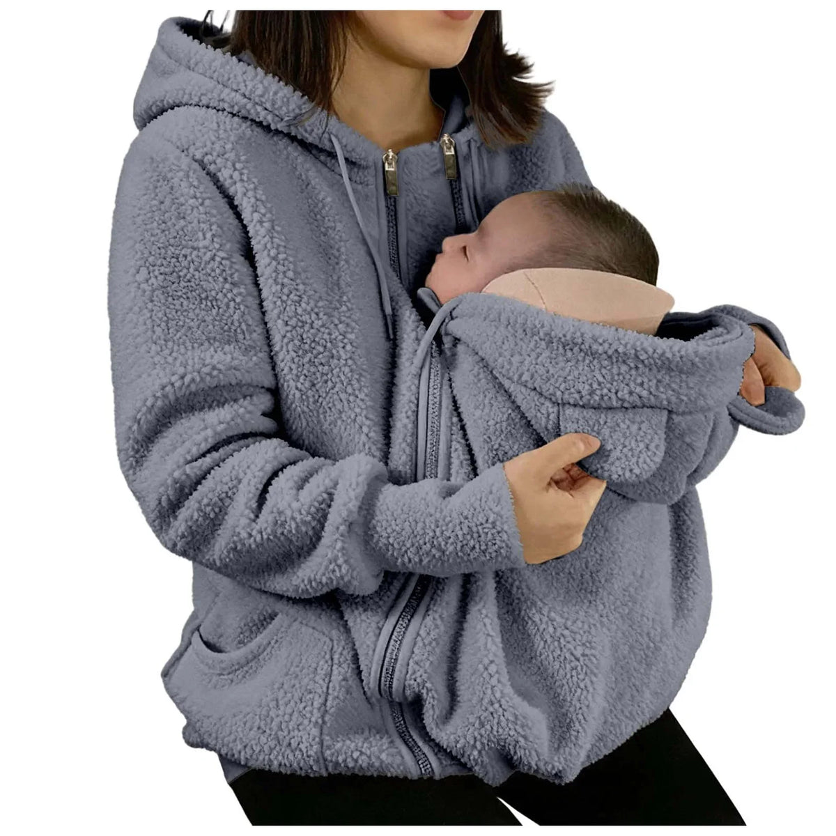 2-in-1 Fleece Hoodie mit Babytrage - Warmer Damen Hoodie