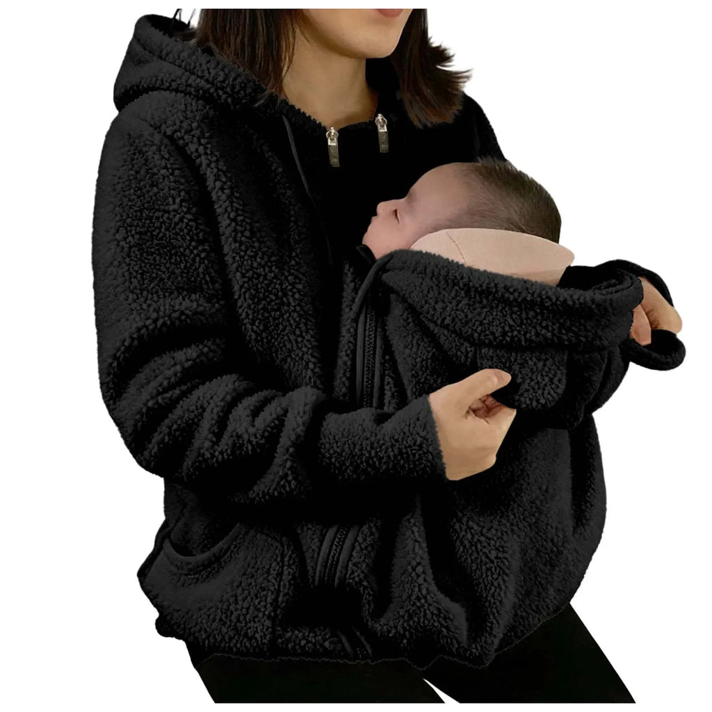 2-in-1 Fleece Hoodie mit Babytrage - Warmer Damen Hoodie