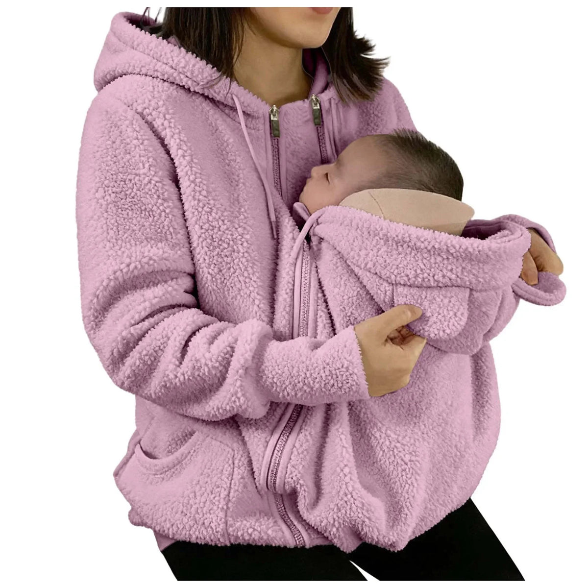 2-in-1 Fleece Hoodie mit Babytrage - Warmer Damen Hoodie