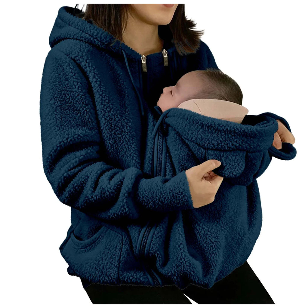 2-in-1 Fleece Hoodie mit Babytrage - Warmer Damen Hoodie
