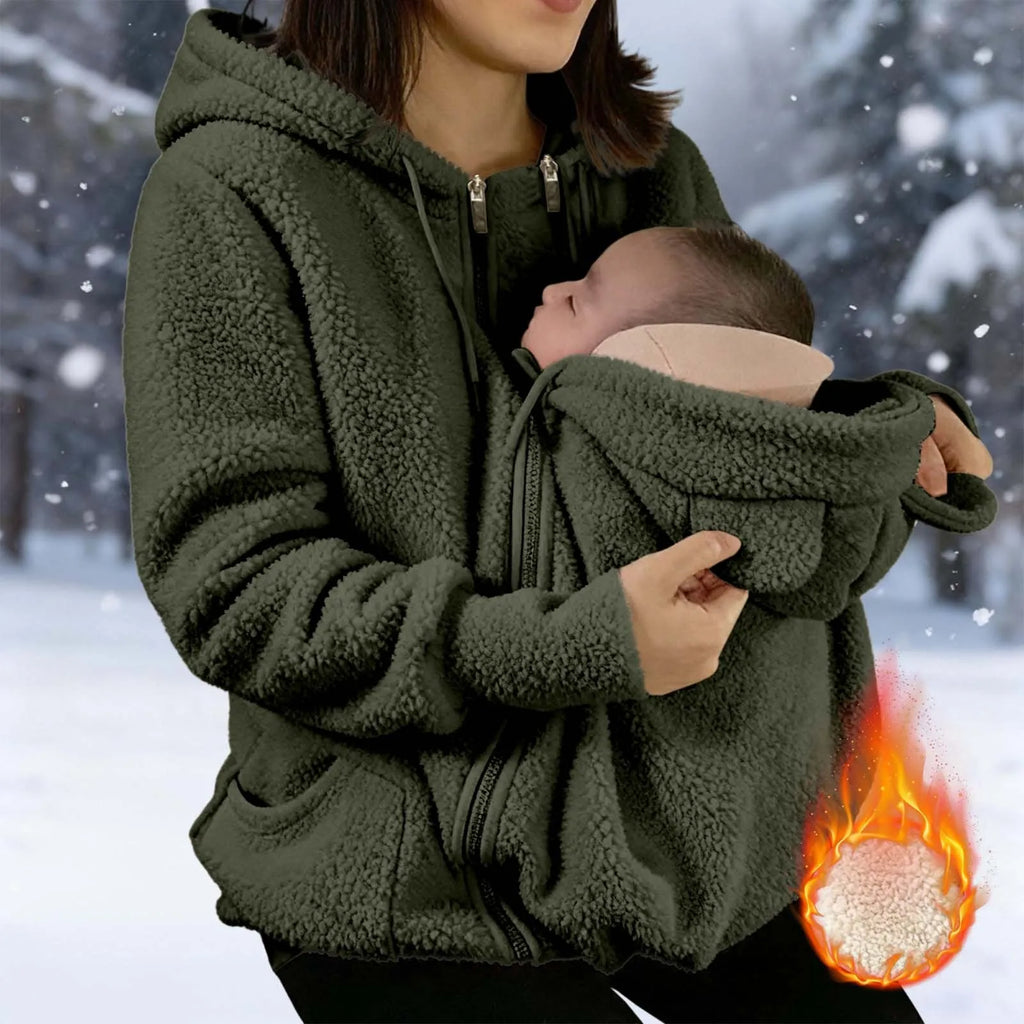 2-in-1 Fleece Hoodie mit Babytrage - Warmer Damen Hoodie