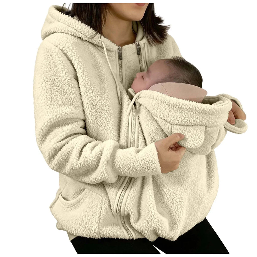 2-in-1 Fleece Hoodie mit Babytrage - Warmer Damen Hoodie