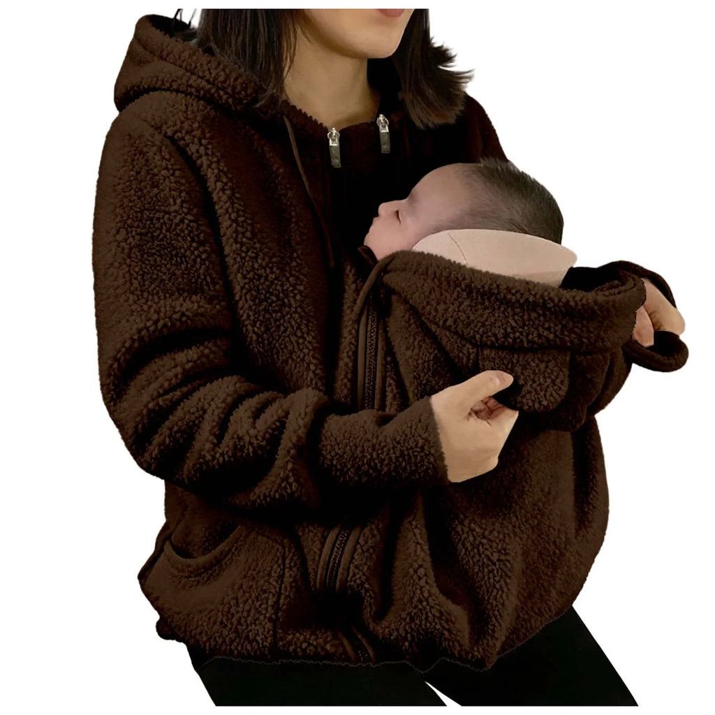 2-in-1 Fleece Hoodie mit Babytrage - Warmer Damen Hoodie