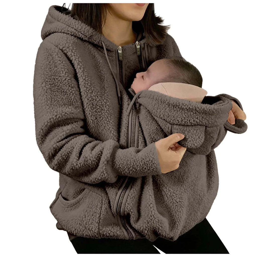 2-in-1 Fleece Hoodie mit Babytrage - Warmer Damen Hoodie
